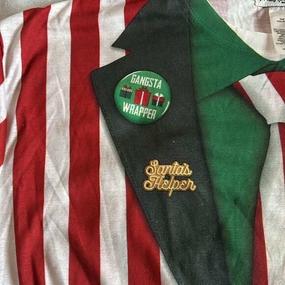 Faux Real Mans Striped Suit and Tie Ugly Christmas Sweater Tshirt Size XL - Picture 10 of 11